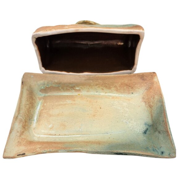 Vintage Rustic Pottery Butter Dish Butter Keeper - Picture 8 of 10